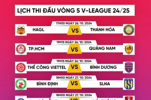 Lịch thi đấu vòng 5 V-League 2024/25.