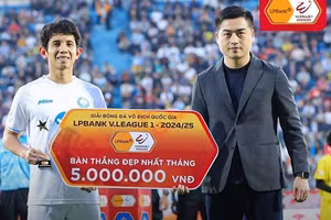 Hồng Duy ẵm giải thưởng Bàn thắng đẹp nhất tháng 3.