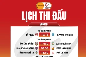 Lịch thi đấu vòng 6 V.League 2024/25.