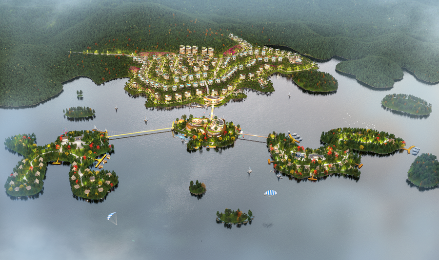 Vị trí đắc địa giữa hồ Núi Cốc rộng 2.500 ha. a3-falamingo.png