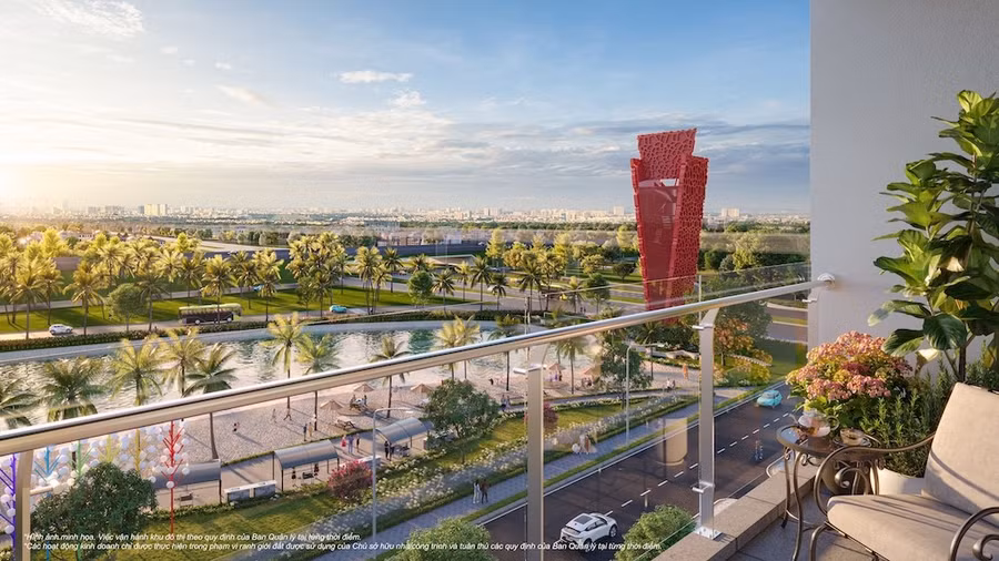 Tầm nhìn “triệu đô” từ ban công căn hộ The Royce hướng ra biểu tượng San Hô Đỏ kiêu hãnh