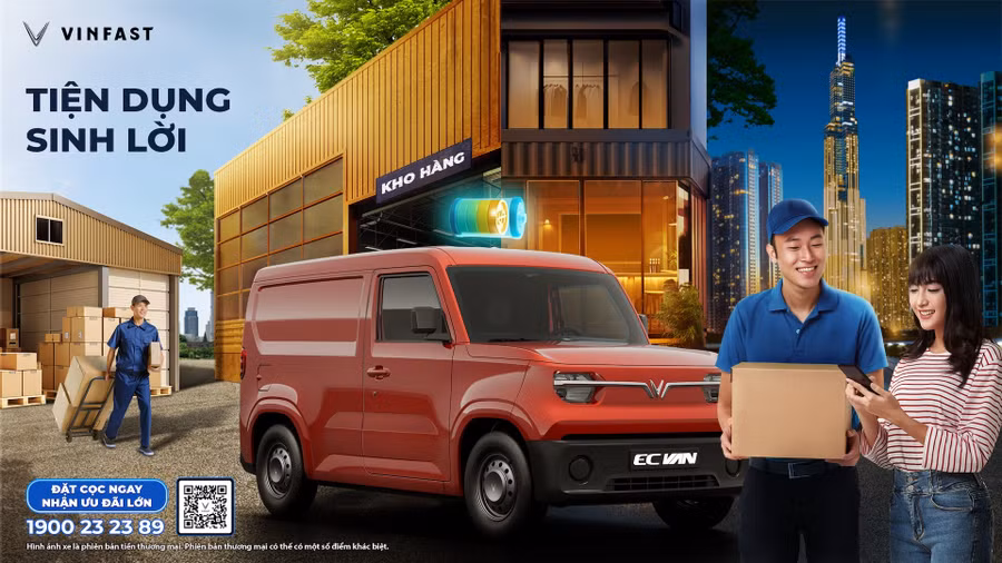 Nhận ngay 10 triệu đồng khi đặt cọc sớm xe điện chở hàng Vinfast Ec Van