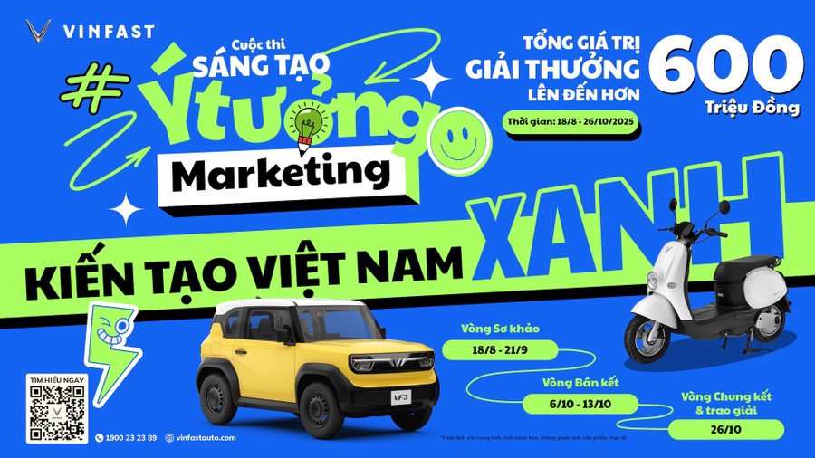 Vinfast tổ chức cuộc thi 'Kiến tạo Việt Nam xanh', tôn vinh ý tưởng Marketing 