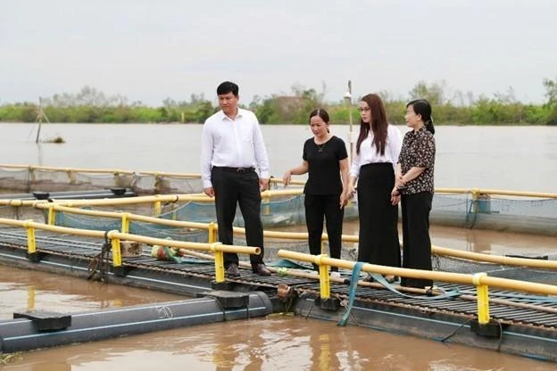 Đoàn công tác thăm hỏi, động viên khách hàng Phạm Văn Nhiêu tại huyện Tiên Lãng - Hải Phòng, bị thiệt hại khoảng 200 tấn cá giống, cá thịt (gồm cá lăng, cá tầm và cá diêu hồng) và 3 khu lán trại, thiệt hại ước tính 13 tỷ đồng.