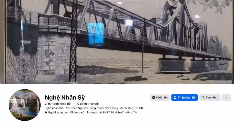 Trang Facebook của nghệ nhân Lê Văn Nguyên với hơn 2,5 nghìn người theo dõi và website Tranh thêu Xuân Nguyên. Trang Facebook của nghệ nhân Lê Văn Nguyên với hơn 2,5 nghìn người theo dõi và website Tranh thêu Xuân Nguyên.