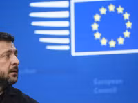 Tổng thống Ukraine Vladimir Zelensky tại hội nghị thượng đỉnh EU ở Brussels, ngày 17/10/2026.