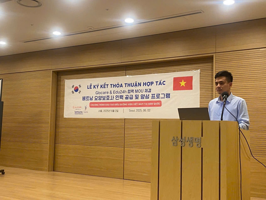 Ông Cao Hồng Cường phát biểu tại Lễ ký kết Biên bản ghi nhớ hợp tác (MOU) giữa Glocare và Công ty Cổ phần Giáo dục Edu24h. z6703677307781-bf4e41c09c2907ffdd6da1c60cbd9dc4.jpg