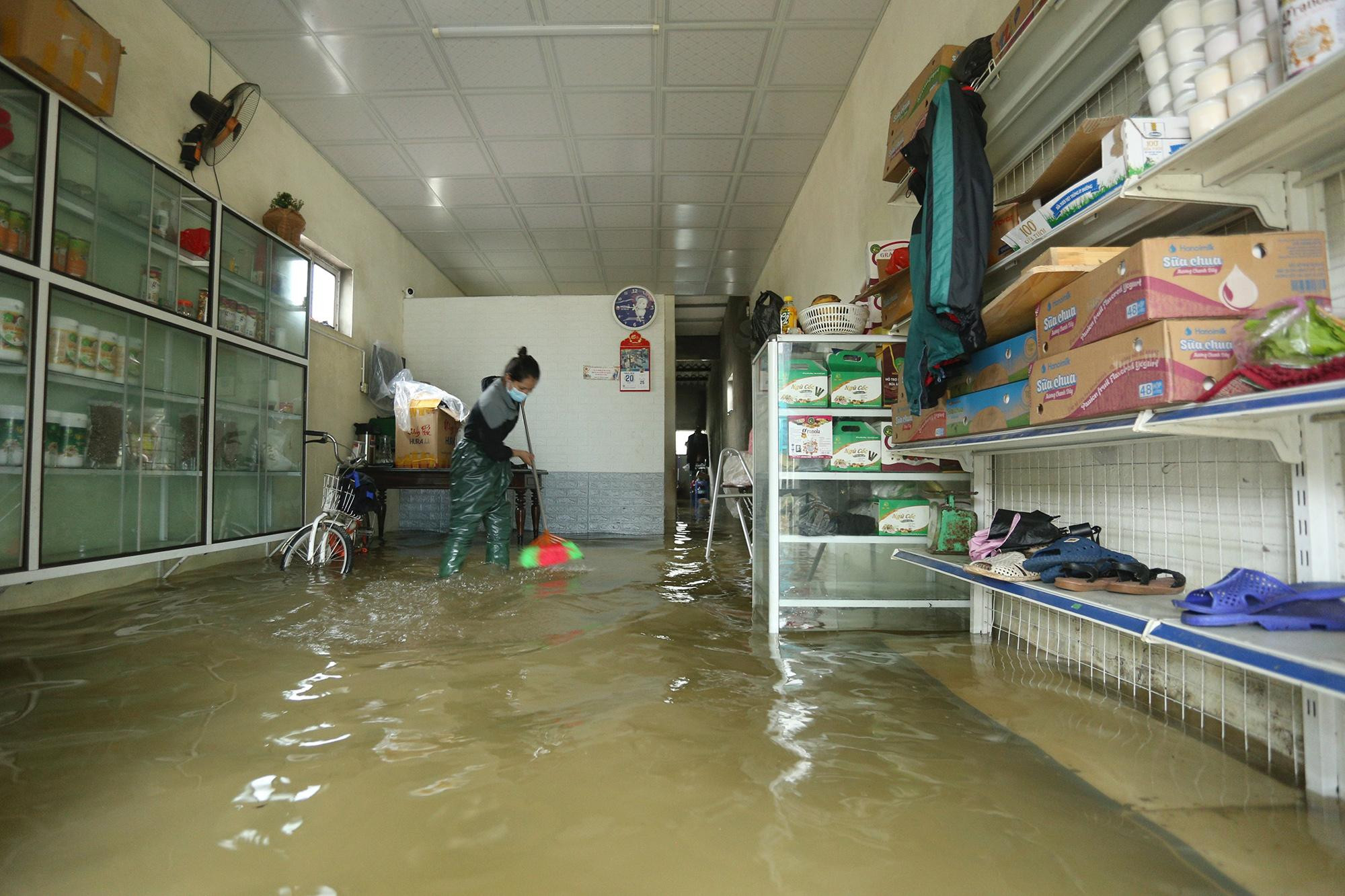 Vay 100 triệu đầu tư nuôi hơn 600 con gà đẻ trứng nhưng mưa lũ đổ về khiến gia đình chị Nguyễn Thị Thoa (trú xóm 13, xã Quỳnh Lâm) có nguy cơ trắng tay. Chị Thoa cho biết, đàn gà đã chết gần 200 con, giờ ngấm nước cứ chết dần, chết mòn.