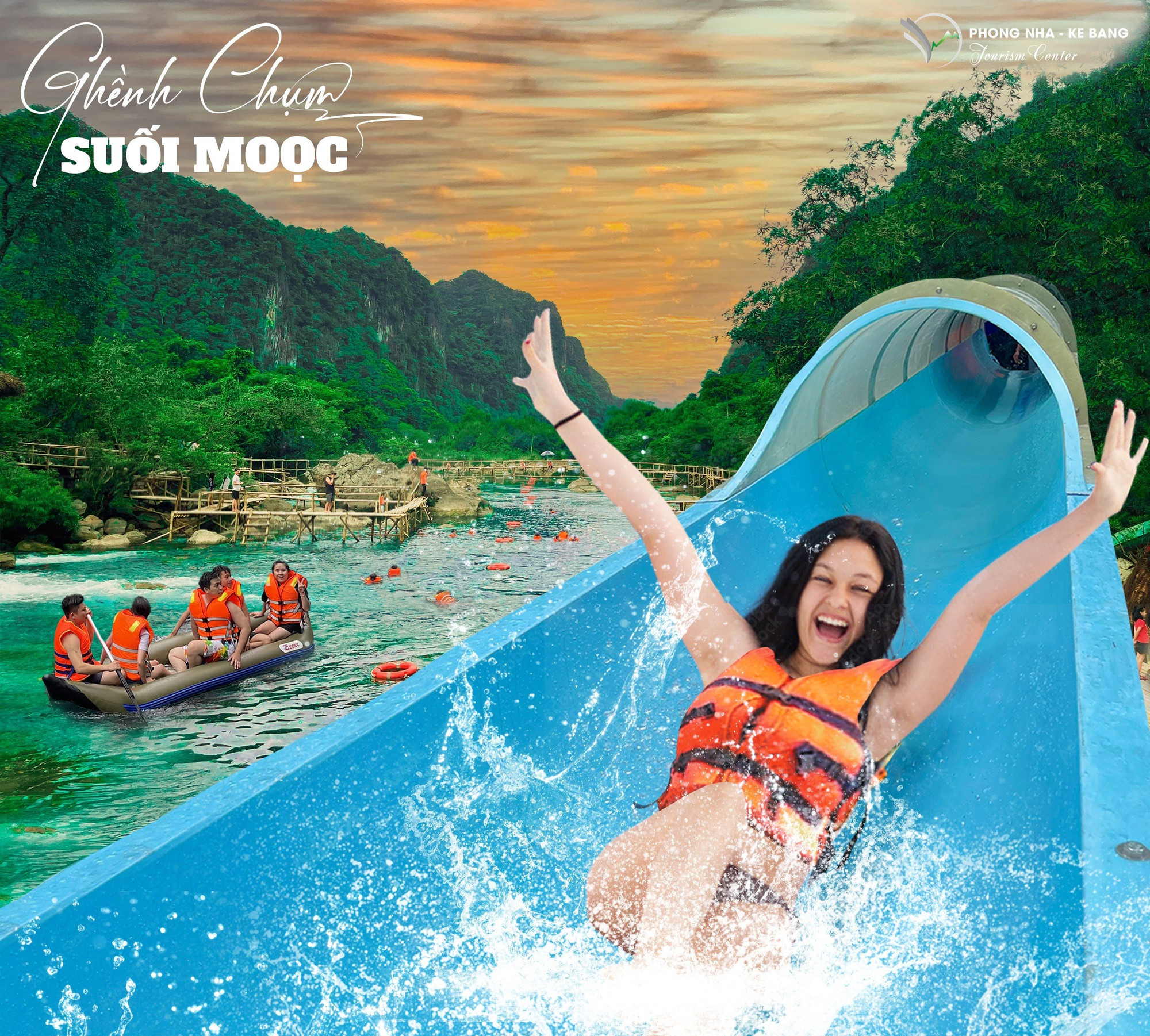 Du khách trải nghiệm máng trượt nước. Du khách trải nghiệm máng trượt nước.