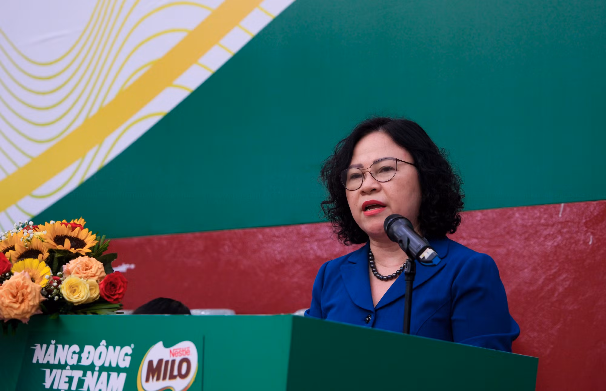 Thứ trưởng Bộ GD&amp;ĐT Ngô Thị Minh phát biểu tại Lễ khai mạc.