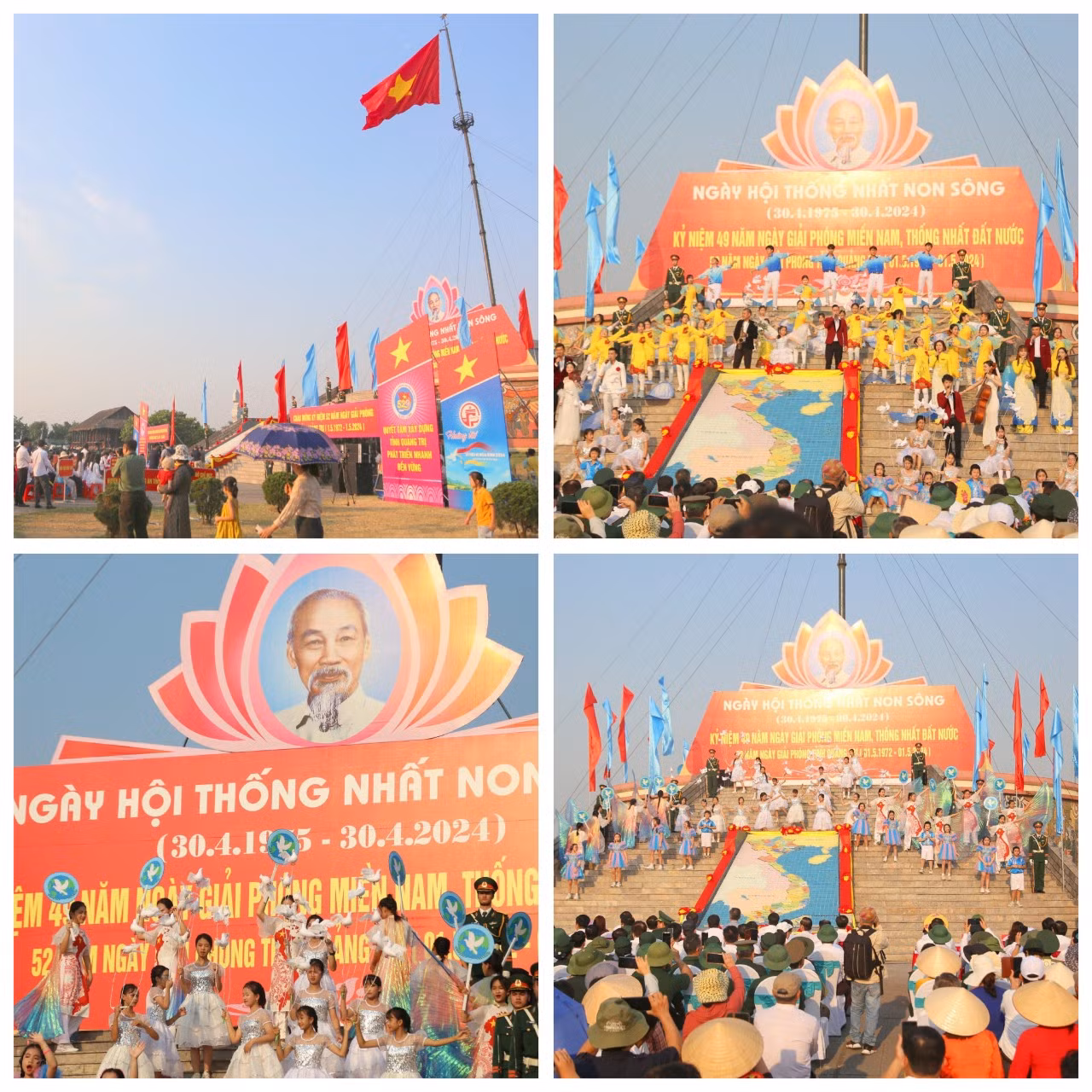 Phát biểu tại buổi lễ, ông Hoàng Nam, Phó Chủ tịch UBND tỉnh Quảng Trị nhấn mạnh, trong không khí hân hoan cùng Nhân dân cả nước chào mừng kỷ niệm 49 năm ngày đất nước thống nhất. "Hôm nay, chúng ta đoàn tụ về đây, dưới chân Kỳ đài Hiền Lương lịch sử để tham dự Ngày hội “Thống nhất non sông”, để cùng nhau chứng kiến lá cờ Tổ quốc được kéo lên trong tiếng nhạc Tiến quân ca oai hùng và ôn lại ký ức của một thời hào hùng, bi tráng", ông Nam nói.