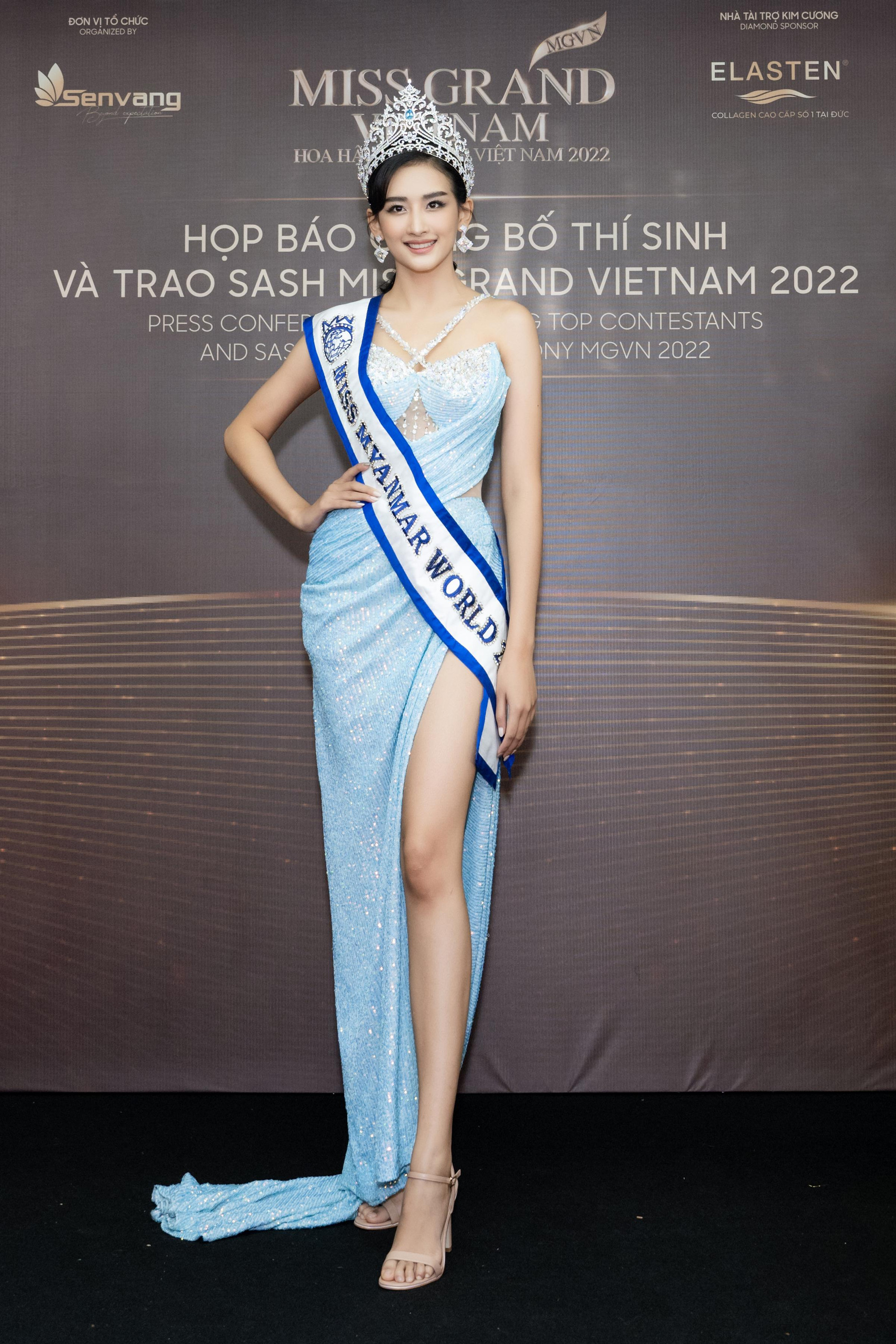 Buổi họp báo Miss Grand Việt Nam 2022 cũng có sự góp mặt của Miss Grand Myanmar 2018 Han Thi Thet Lwin.