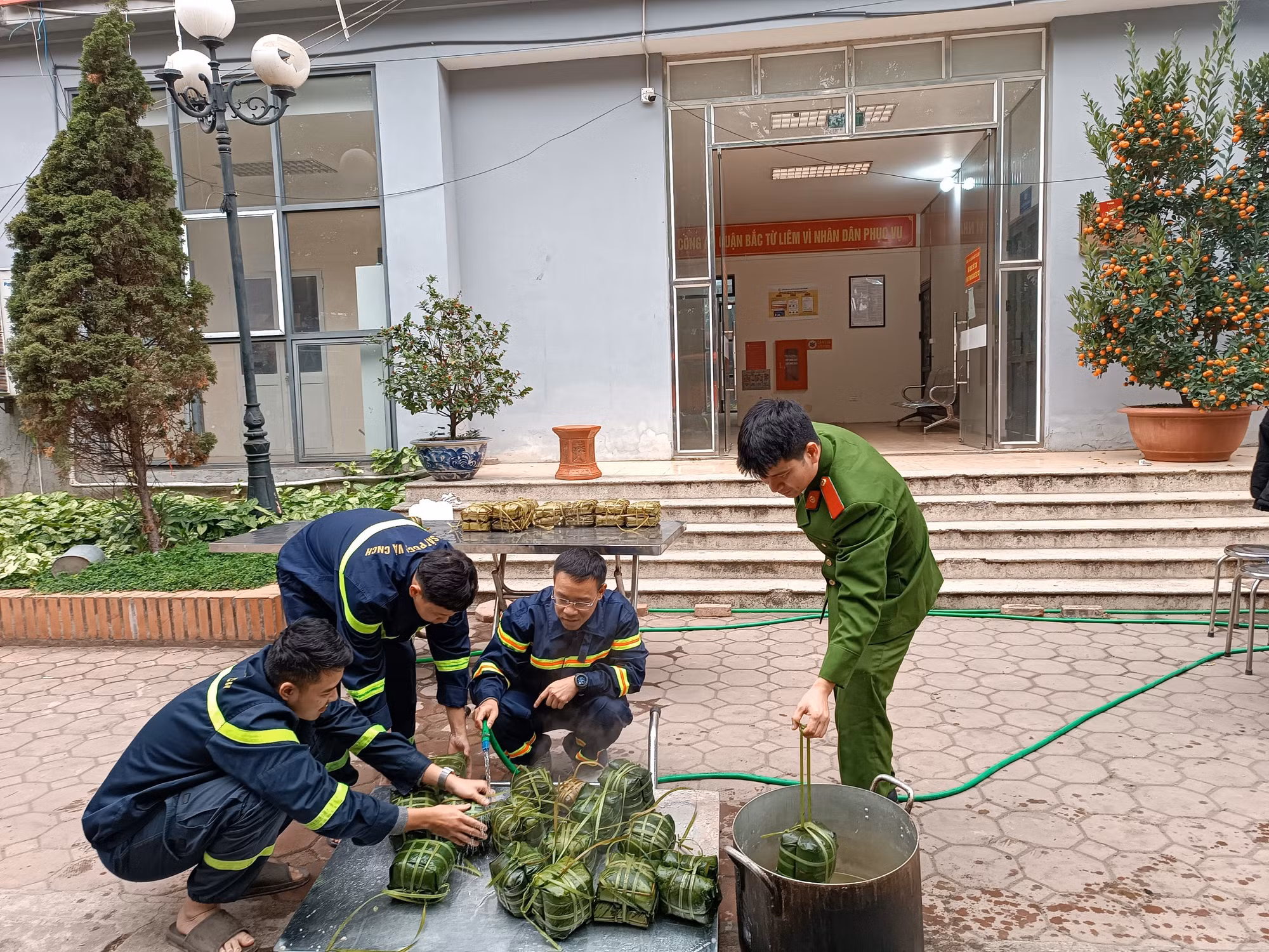 Đến sáng sớm hôm sau, những chiếc bánh chưng đã được vớt ra.