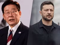 Tổng thống Hàn Quốc Lee Jae Myung và ông Volodymyr Zelensky.
