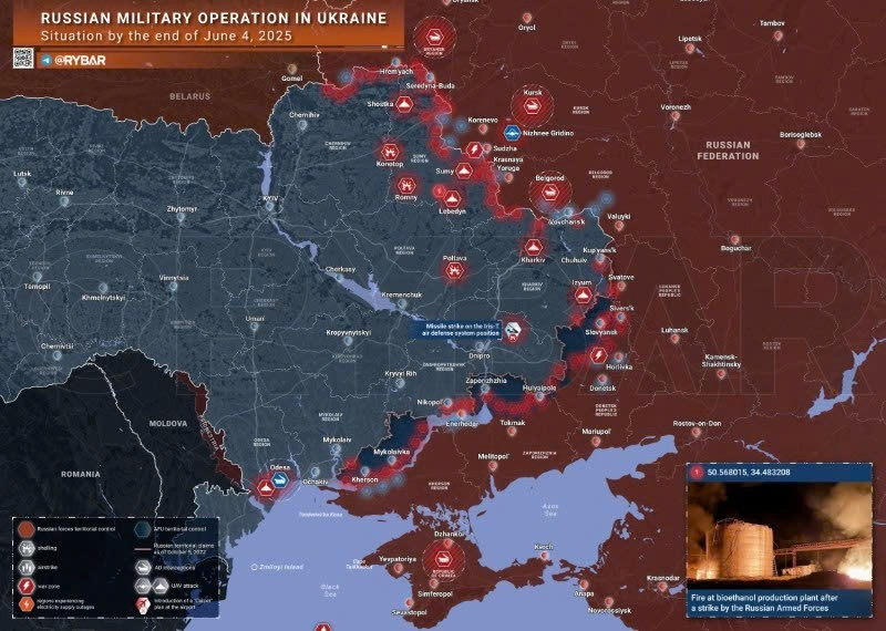 Bản đồ chiến sự Ukraine ngày 4/6/2025. (Ảnh: Rybar) don-pha-huy-he-thong-iris-t-tap-kich-trung-tam-dac-nhiem-cua-cuc-tinh-bao.jpg
