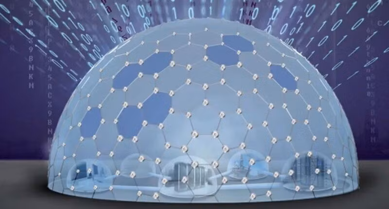 Minh họa hệ thống Vòm sắt mạng (Cyber ​​Dome). Ảnh: Rafael