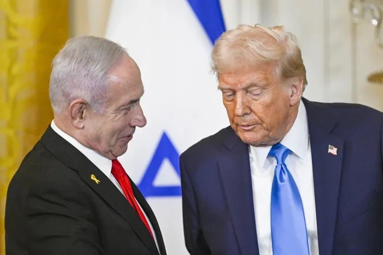 Tổng thống Trump và Thủ tướng Netanyahu tổ chức họp báo chung tại Nhà Trắng ở Washington, DC, ngày 4/2. Ảnh: Celal Gunes/Anadolu.