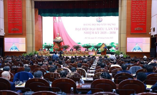 Đại hội đại biểu Đảng bộ Bộ Xây dựng lần thứ I, nhiệm kỳ 2025-2030. (Ảnh: Dương Giang/TTXVN)