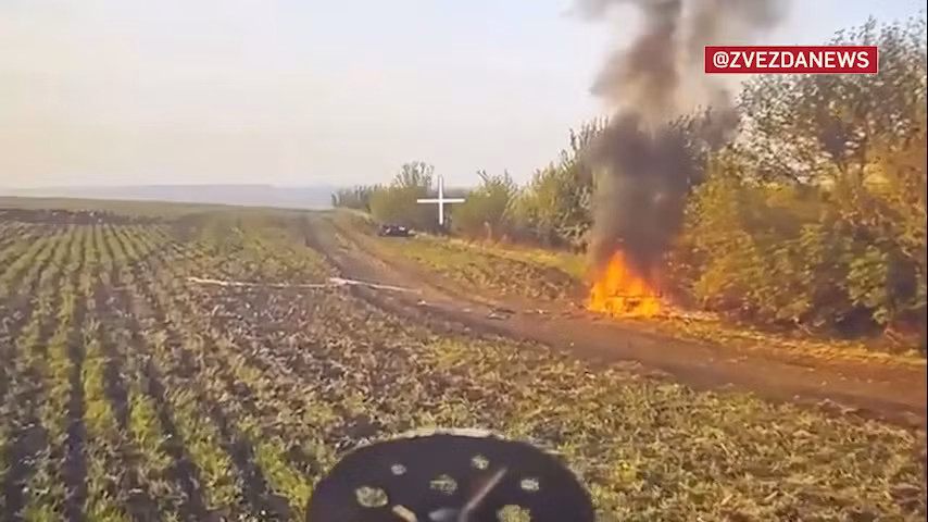 Video drone FPV thiêu đốt loạt xe địa hình ở Sumy