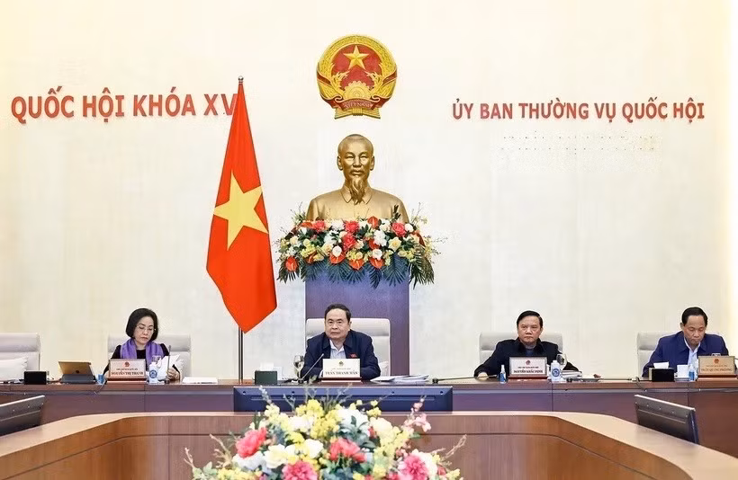 Chủ tịch Quốc hội Trần Thanh Mẫn phát biểu trong một phiên họp của Ủy ban Thường vụ Quốc hội. (Ảnh: Doãn Tấn/TTXVN) 