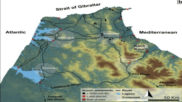 Bản đồ hiển thị tất cả các khu định cư đã biết ở Bán đảo Tangier và các kết nối tiềm năng trên cạn. nghia-trang-4000-nam-tuoi-he-lo-bi-an-ket-noi-chau-phi-va-chau-au-3.jpg