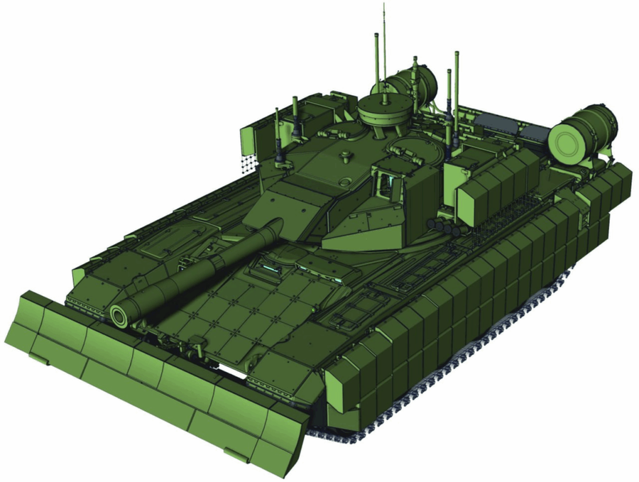 Hình ảnh về biến thể tấn công chủ lực Shturm. Ảnh: Andrei_bt/Telegram vu-khi-moi-tai-sinh-tu-xe-tang-t-72-va-t-90-day-sat-khi-3.png