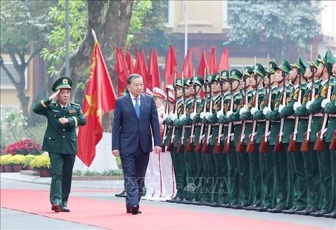 Tổng Bí thư Tô Lâm đến thăm, làm việc tại Bộ Tư lệnh Bộ đội Biên phòng. (Ảnh: Thống Nhất/TTXVN)