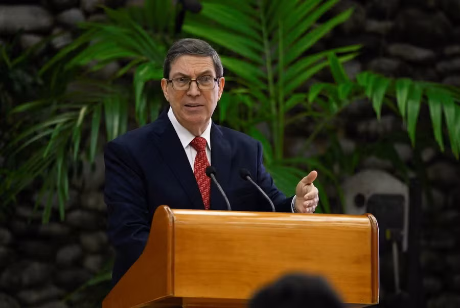 Bộ trưởng Ngoại giao Cuba Bruno Rodriguez phát biểu trong một cuộc họp báo tại Havana. Ảnh: REUTERS