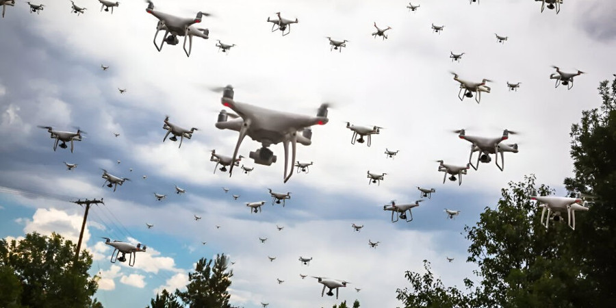 Hình minh họa về bầy drone mà SAMURAI dùng để phòng thủ. Ảnh: Honeywell