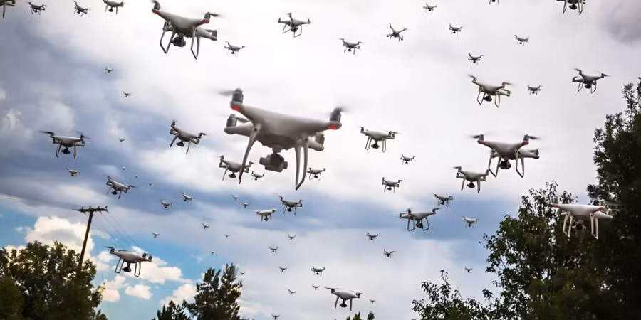 Hình minh họa về bầy drone mà SAMURAI dùng để phòng thủ. Ảnh: Honeywell