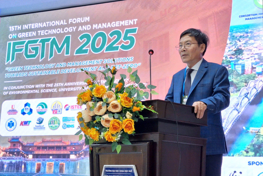 GS.TS Huỳnh Trung Hải, Chủ tịch Mạng lưới Nghiên cứu Công nghệ và Quản lý Xanh (CGTMR) phát biểu. z6842220875787-8142e0bdb7f267dd05063af9badf234d.jpg
