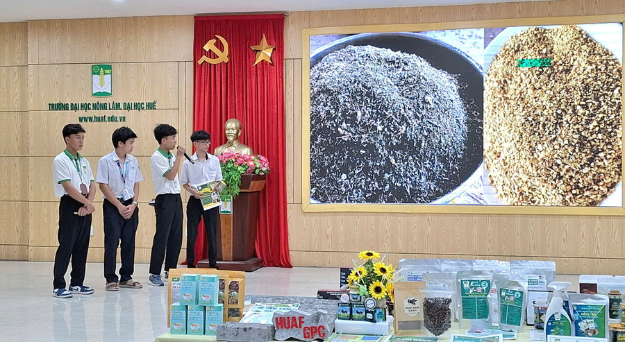 Một đội thi trường THPT trình bày và bảo vệ ý tưởng. z6613757154291-61ff5d377824805cf89a4c13e0ec55d0.jpg