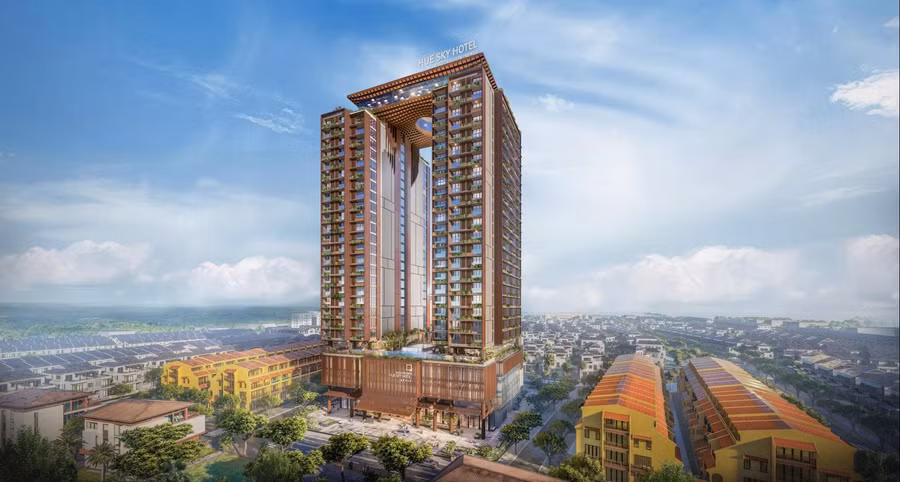 Khách sạn tại Khu phức hợp Thủy Vân giai đoạn 2 thuộc Khu B - Đô thị mới An Vân Dương - 1 trong 17 dự án trọng điểm sẽ khởi công tại TP Huế dịp 80 năm Quốc khánh. 