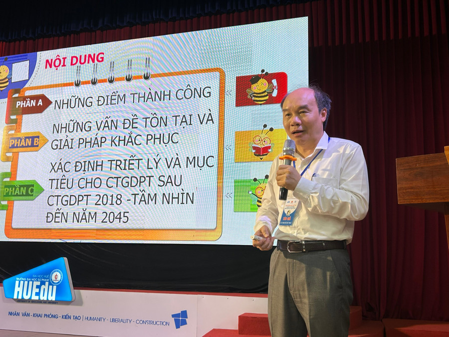 GS.TS khoa học Đỗ Đức Thái báo cáo về những thành công của Chương trình GDPT 2018 tại Hội thảo. z6936927985949-6dcb9bcadf1c1e48a1ff59c5eb9004f6.jpg