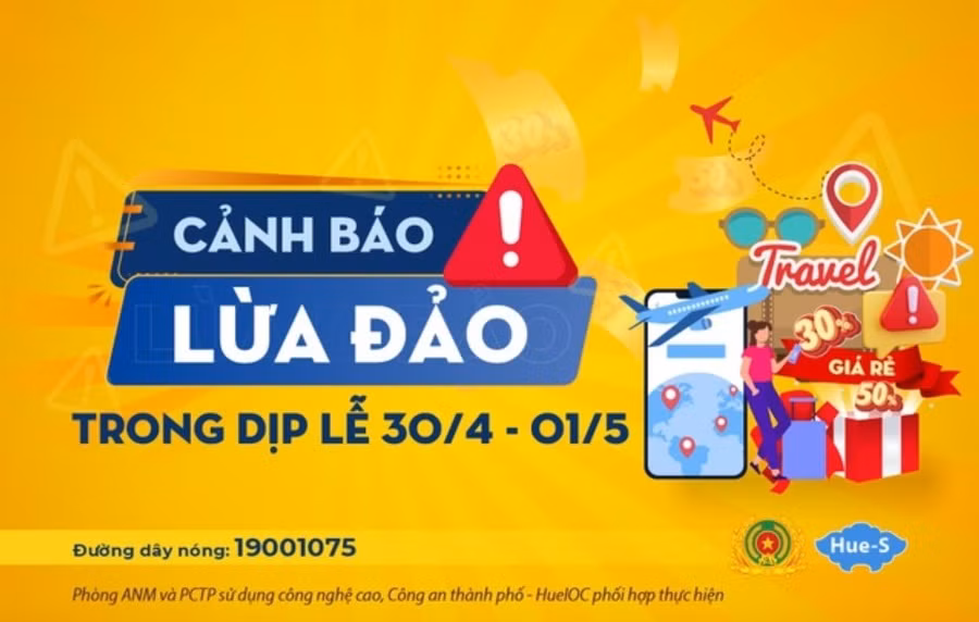 Trung tâm giám sát, điều hành đô thị thông minh TP Huế phát cảnh báo lừa đảo theo hình thức dịch vụ du lịch dịp lễ 30/4-1/5.