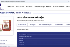 TPBVSK Sâm nhung bổ thận TW3 GOLD của Công ty Cổ phần Dược phẩm Trung Ương 3 được quảng cáo trên website duoctw3.com