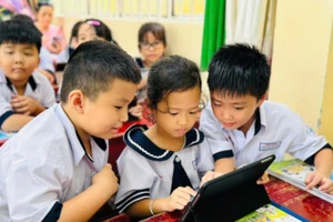 Giờ học của học sinh Trường Tiểu học Thuận Kiều (phường Đông Hưng Thuận, TPHCM). Ảnh: Hồ Phúc