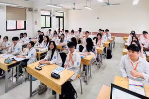 Học sinh Trường THPT Trương Định (Hoàng Mai, Hà Nội) trong giờ học. Ảnh: NTCC