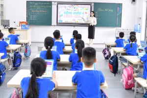 Một lớp học của Trường Tiểu học đô thị Sài Đồng (Phúc Lợi, Hà Nội). Ảnh: NTCC.