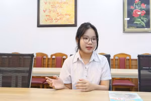 Minh Khuê chia sẻ với Báo GD&TĐ về ước mơ trở thành cô giáo. 