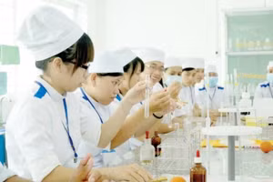 Sinh viên khối ngành Y khoa, Trường Đại học Trà Vinh trong một buổi thực hành. Ảnh: NTCC