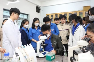 Sinh viên Trường ĐH Sư phạm, Đại học Đà Nẵng tham gia hoạt động thí nghiệm. Ảnh: NTCC