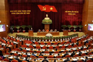 Toàn cảnh phiên khai mạc Hội nghị lần thứ ba, Ban Chấp hành Trung ương Đảng khóa XIII. (Ảnh tư liệu)