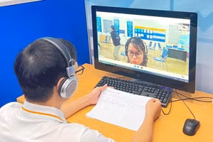 Người lao động được tư vấn việc làm bằng hình thức trực tuyến từ một sàn giao dịch việc làm tại Hà Nội. Ảnh minh họa: INT