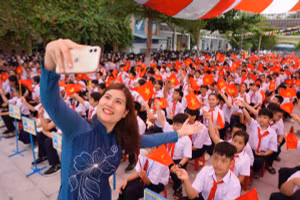 Học sinh Trường THCS Nguyễn Huệ (quận Hải Châu, TP Đà Nẵng) trong ngày khai giảng năm học 2024 - 2025. Ảnh: PV