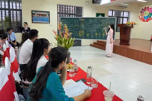 Các tổ chuyên môn của Trường Tiểu học Lê Đình Chinh trình bày mô hình mới trong chương trình Đại hội công nhân viên chức toàn trường năm học 2024 - 2025. Ảnh: NTCC