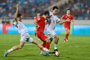 Đội tuyển Việt Nam (áo đỏ) thất bại 0-3 trước Indonesia tại Mỹ Đình ngày 26/3, trận lượt về vòng loại thứ 2 World Cup 2026. Ảnh: INT.