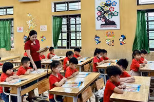 Giờ học tại Trường Tiểu học Thị trấn Hạ Hòa, Phú Thọ. Ảnh: NTCC