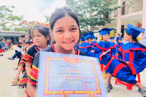 Học sinh Trường Phổ thông Dân tộc bán trú Tiểu học Trà Tập (Trà Tập, Đà Nẵng). Ảnh: NTCC