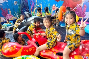 Trẻ Trường Mầm non Vàng Anh (Quận 5, TPHCM) tham gia hoạt động do trường tổ chức. Ảnh: T.H